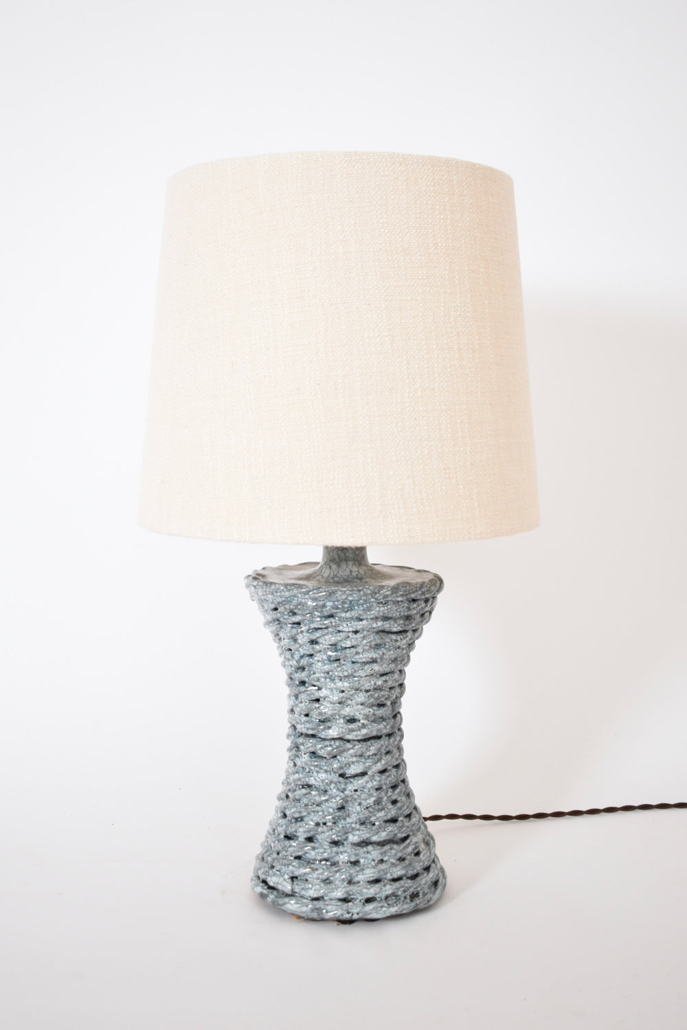 "Kasaï" light blue rope ceramic lamp 32cm, Barracuda Edition.