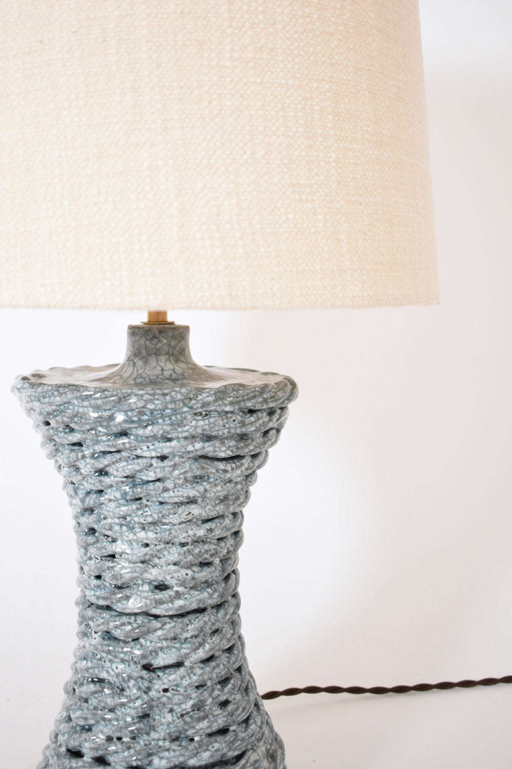 "Kasaï" light blue rope ceramic lamp 32cm, Barracuda Edition.