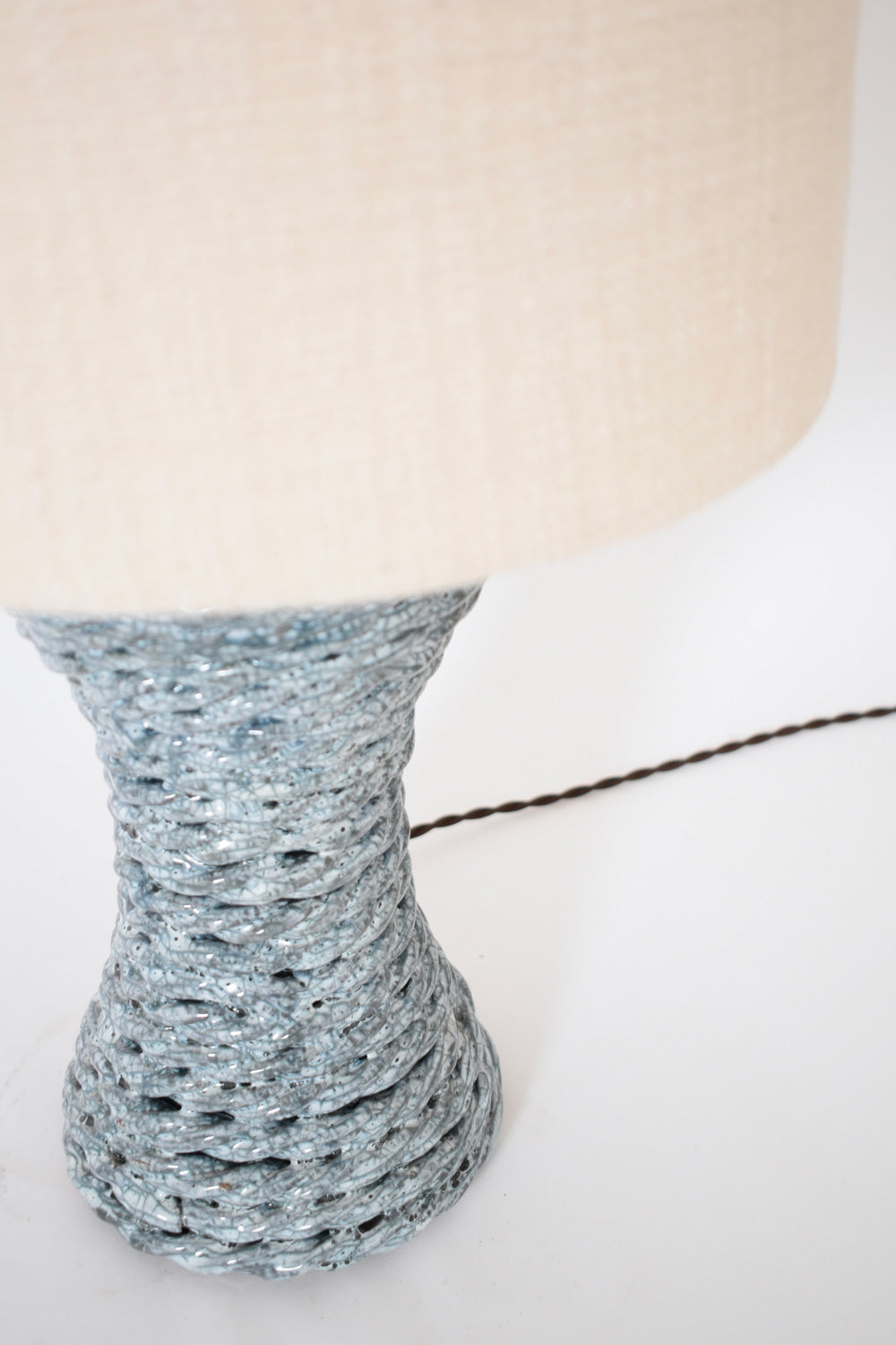 "Kasaï" light blue rope ceramic lamp 32cm, Barracuda Edition.