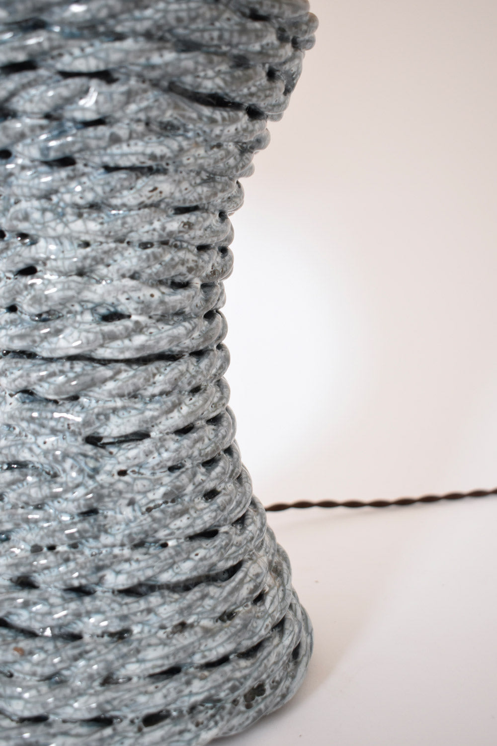 "Kasaï" light blue rope ceramic lamp 32cm, Barracuda Edition.
