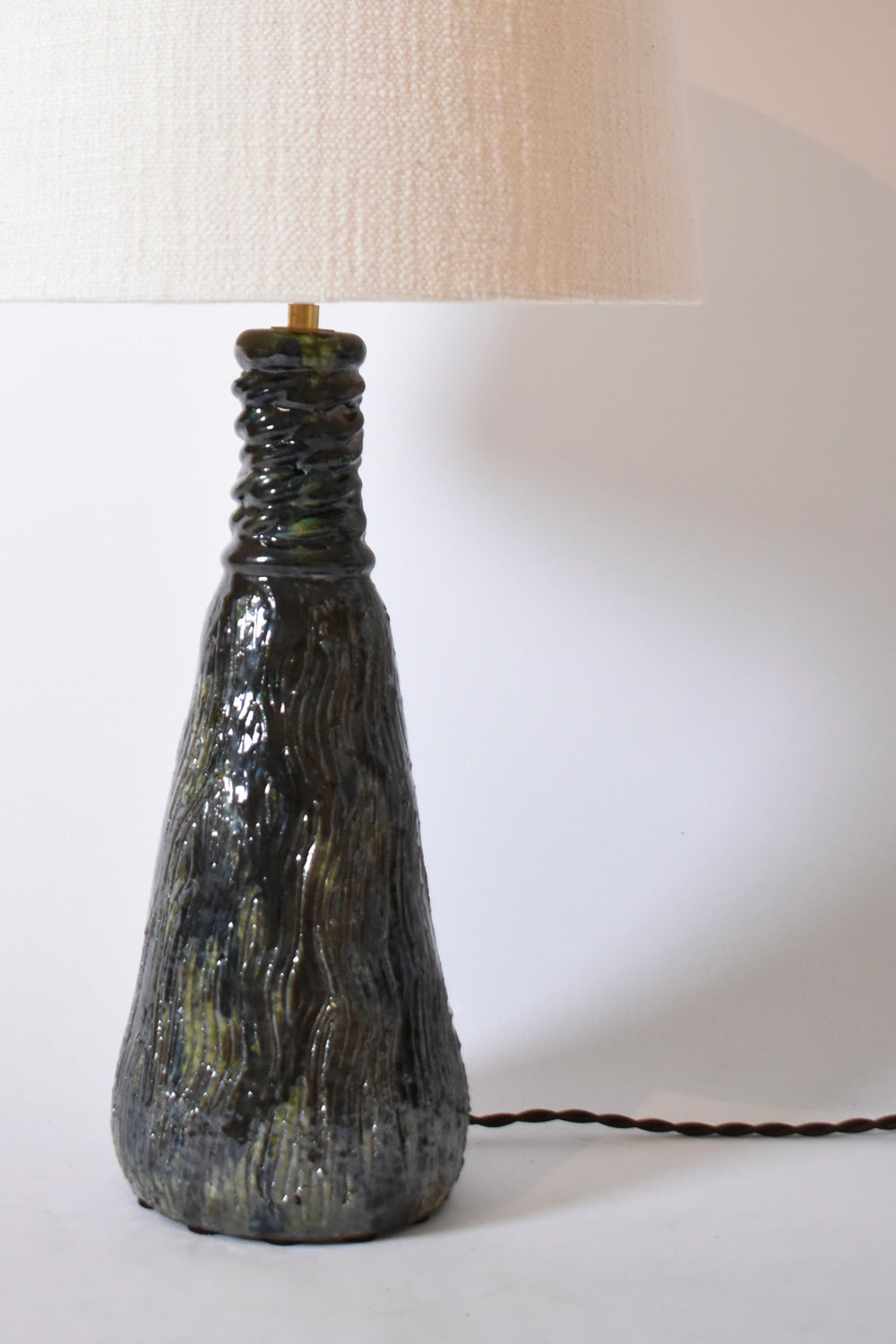 "Villandry" 32cm green and blue ceramic lamp, Barracuda edition.