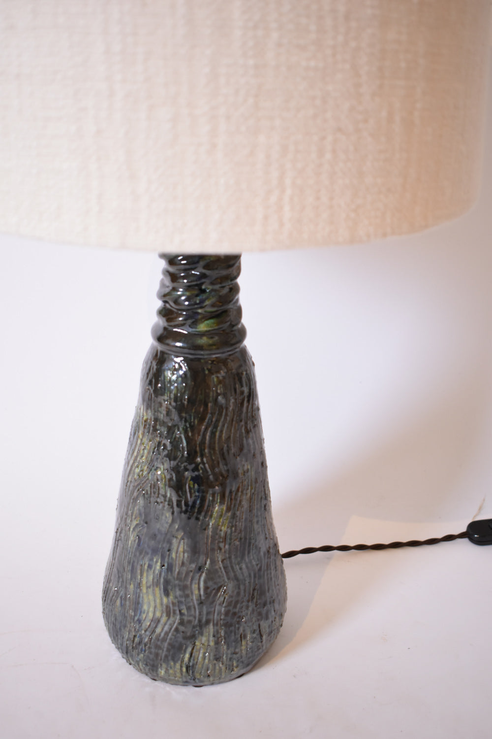 "Villandry" 32cm green and blue ceramic lamp, Barracuda edition.