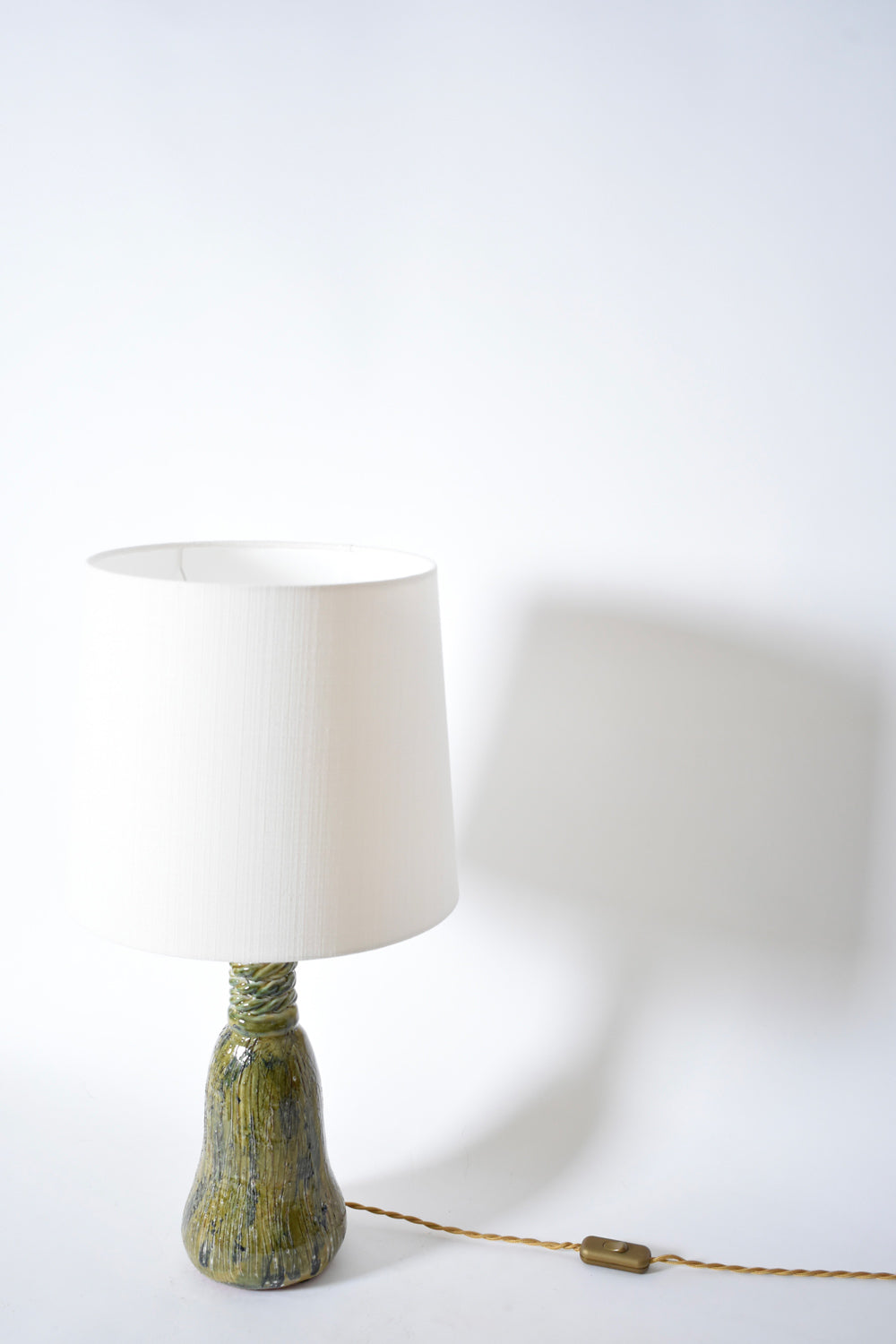 "Villandry" 32cm beige, green and blue ceramic lamp, Barracuda edition.