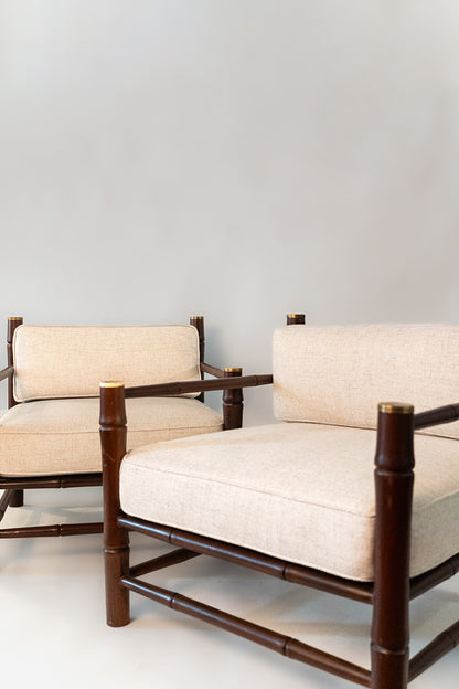 Pair of faux bamboo armchairs, 1960s.