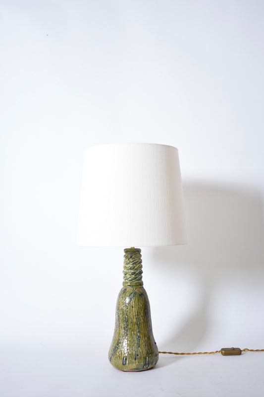 "Villandry" 32cm beige, green and blue ceramic lamp, Barracuda edition.