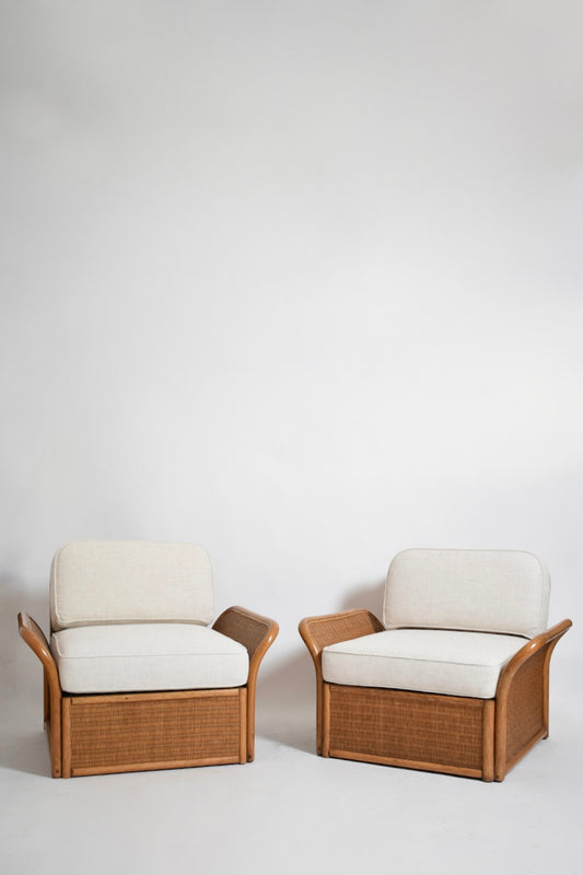 Pair of wicker armchairs, 1970s.