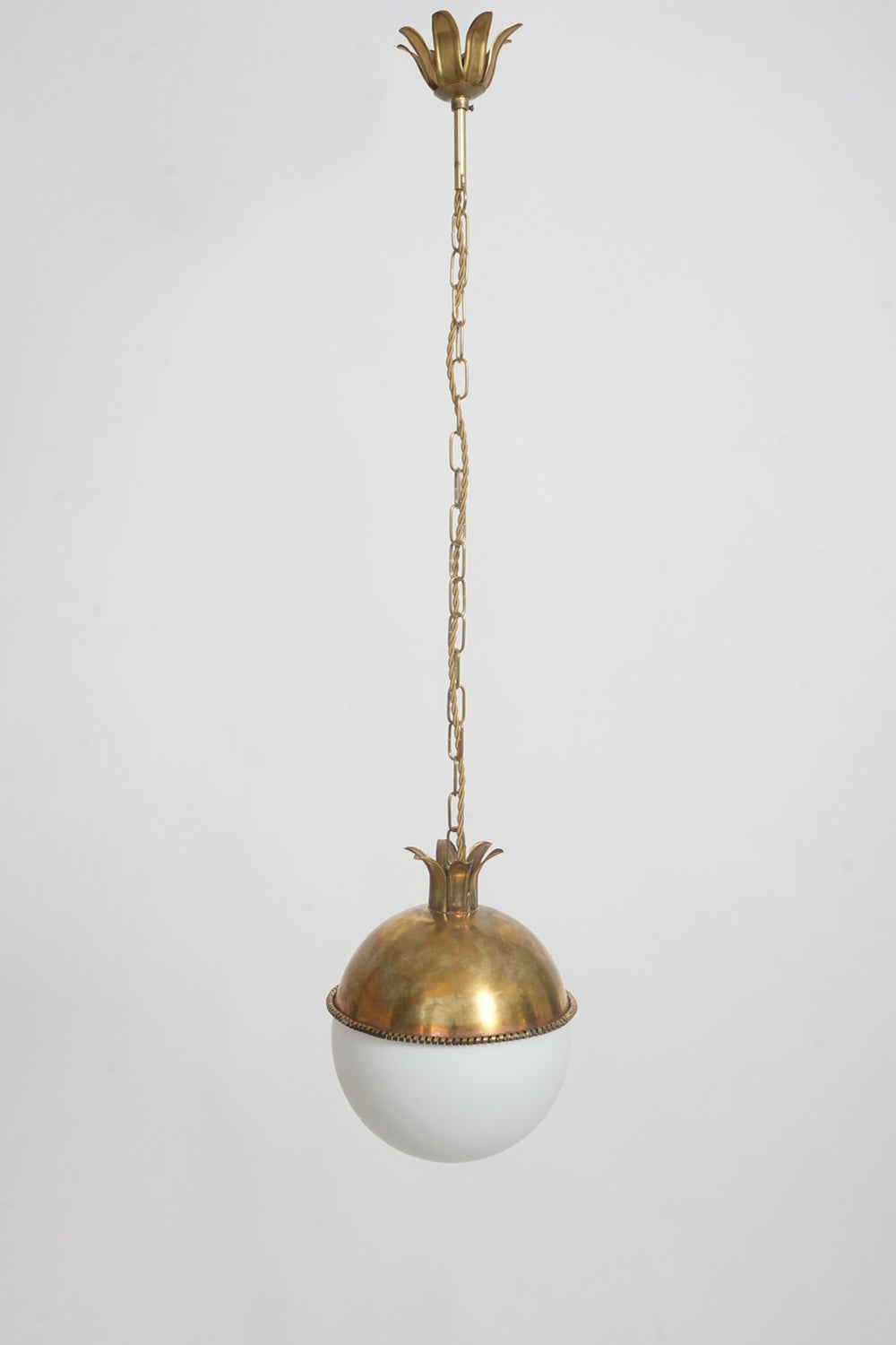 "Granada" 20cm brass and opaline pendant lamp, Barracuda edition.