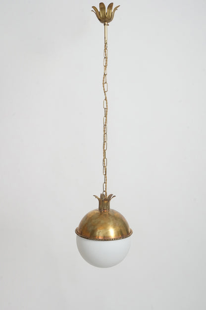 "Granada" 20cm brass and white opaline pendant lamp, Barracuda edition.