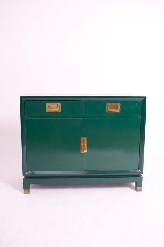 Chinese style green lacquered chest of drawers, 1970s.