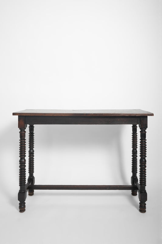 Spanish turned ebonised wood table console, 19th c.