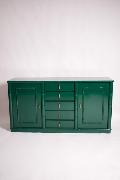 Faux bamboo green lacquered sideboard, 1970s.