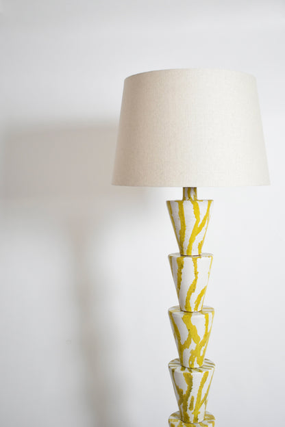 “Nizwa” white and yellow cfloor lamp, Barracuda Edition.