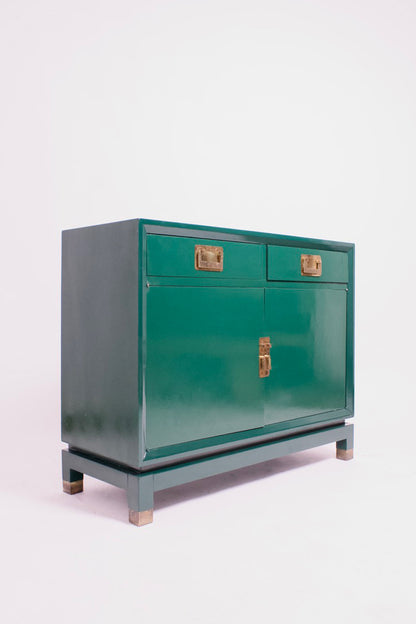 Chinese style green lacquered chest of drawers, 1970s.