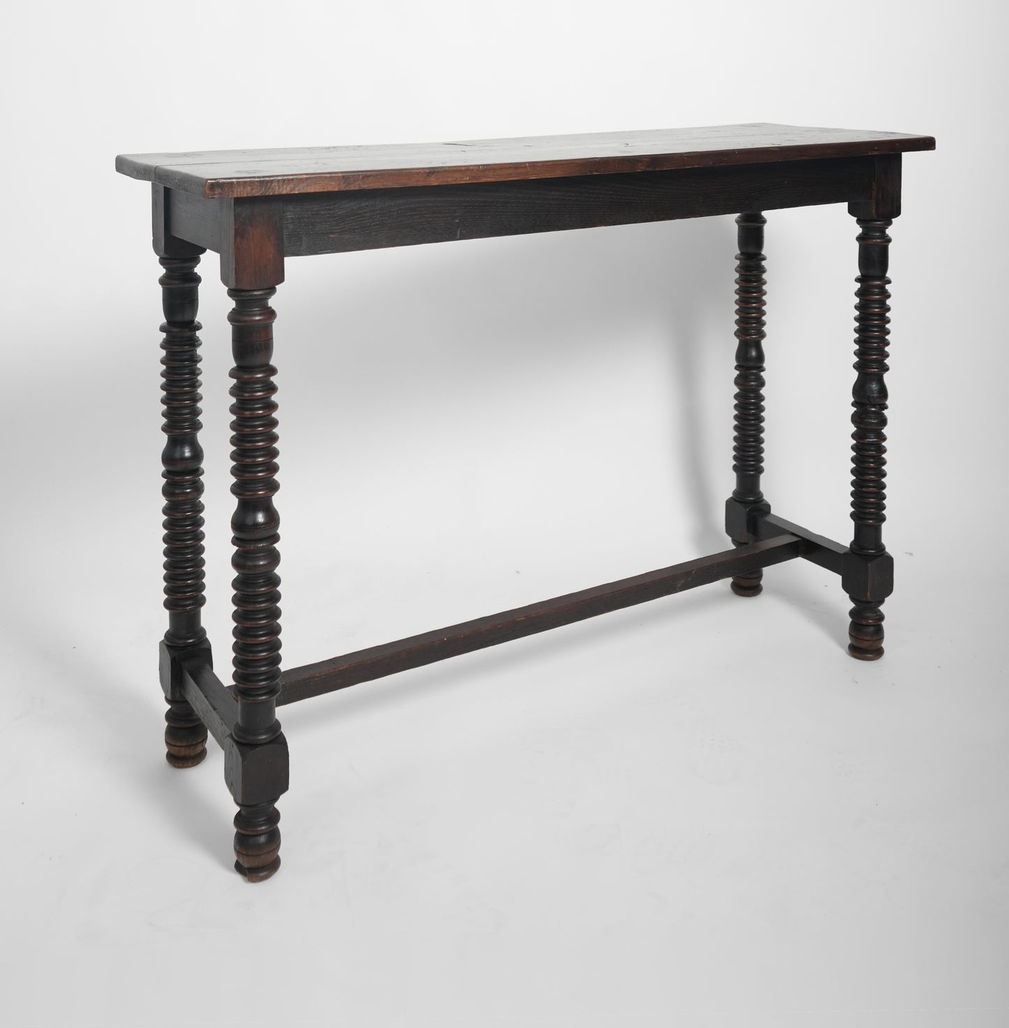 Spanish turned ebonised wood table console, 19th c.