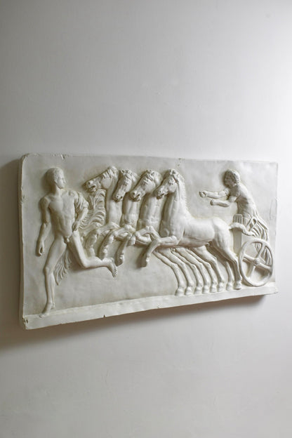 Neoclassical plaster four horses and a carriage