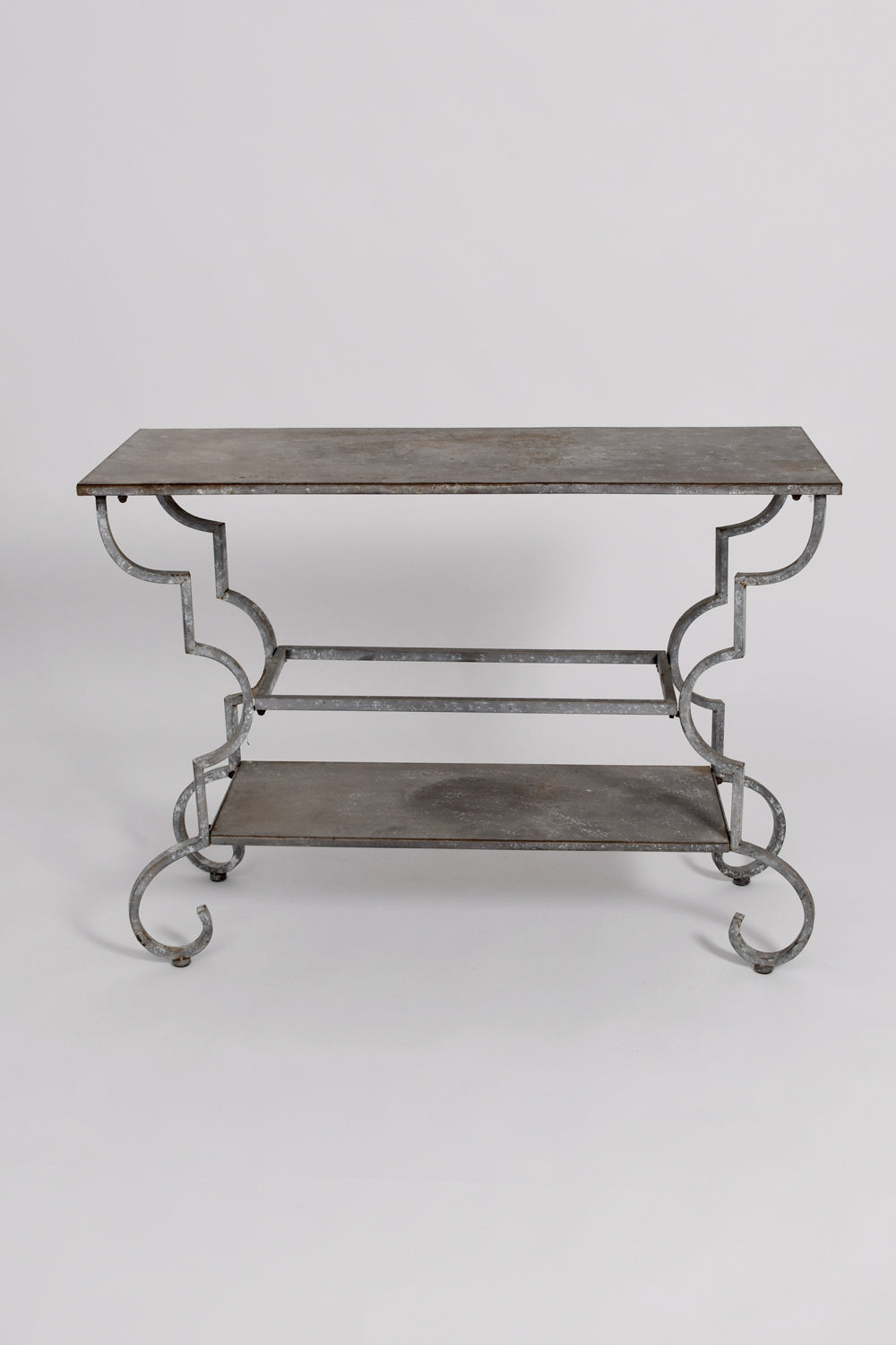 Forged iron patinated table console, 1940s.