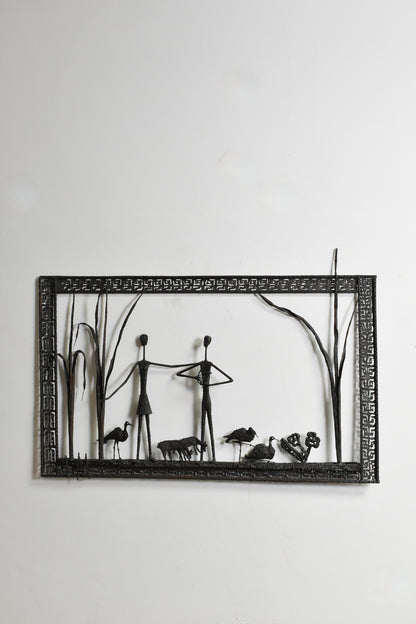 Mural brutalist painting sculpture, 1960s.