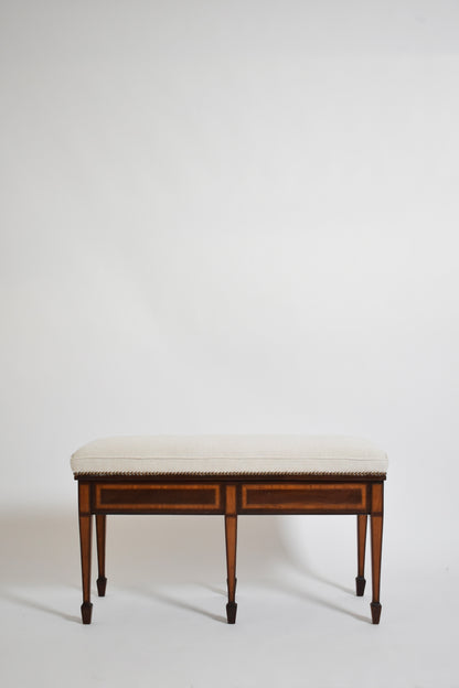 Six legs marquetry bench, XIXth c.