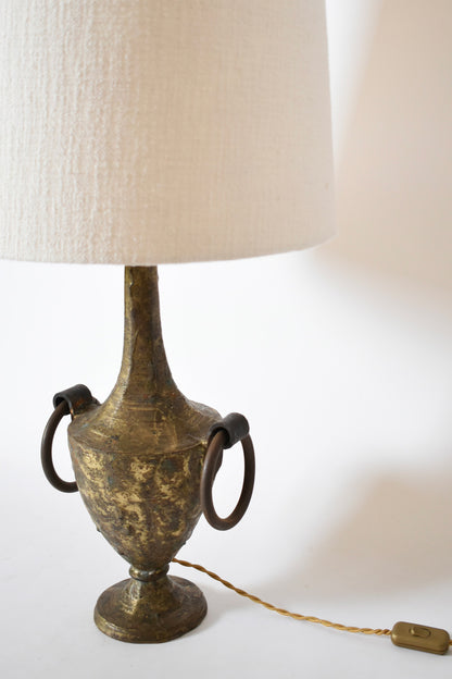 Pedestal gilded iron Max Bré lamp, 1970s.