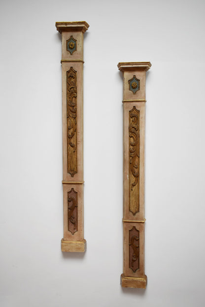 Pair of wooden painted columns, 19th c.