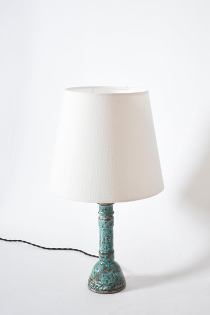 Pair of turquoise and brown lamps.