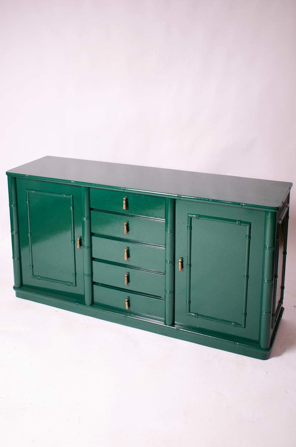 Faux bamboo green lacquered sideboard, 1970s.