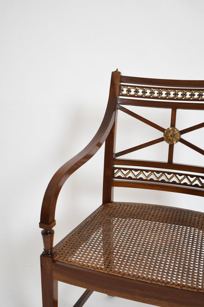 Pair of neoclassical mahogany and canning armchairs, XIXth c.