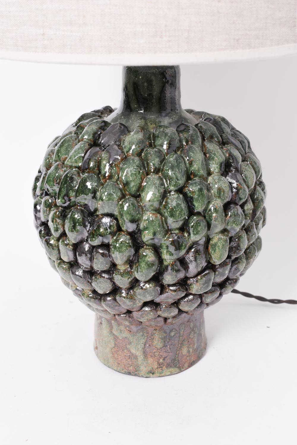 "Melides" 30cm green & black ceramic lamp. Barracuda Edition.