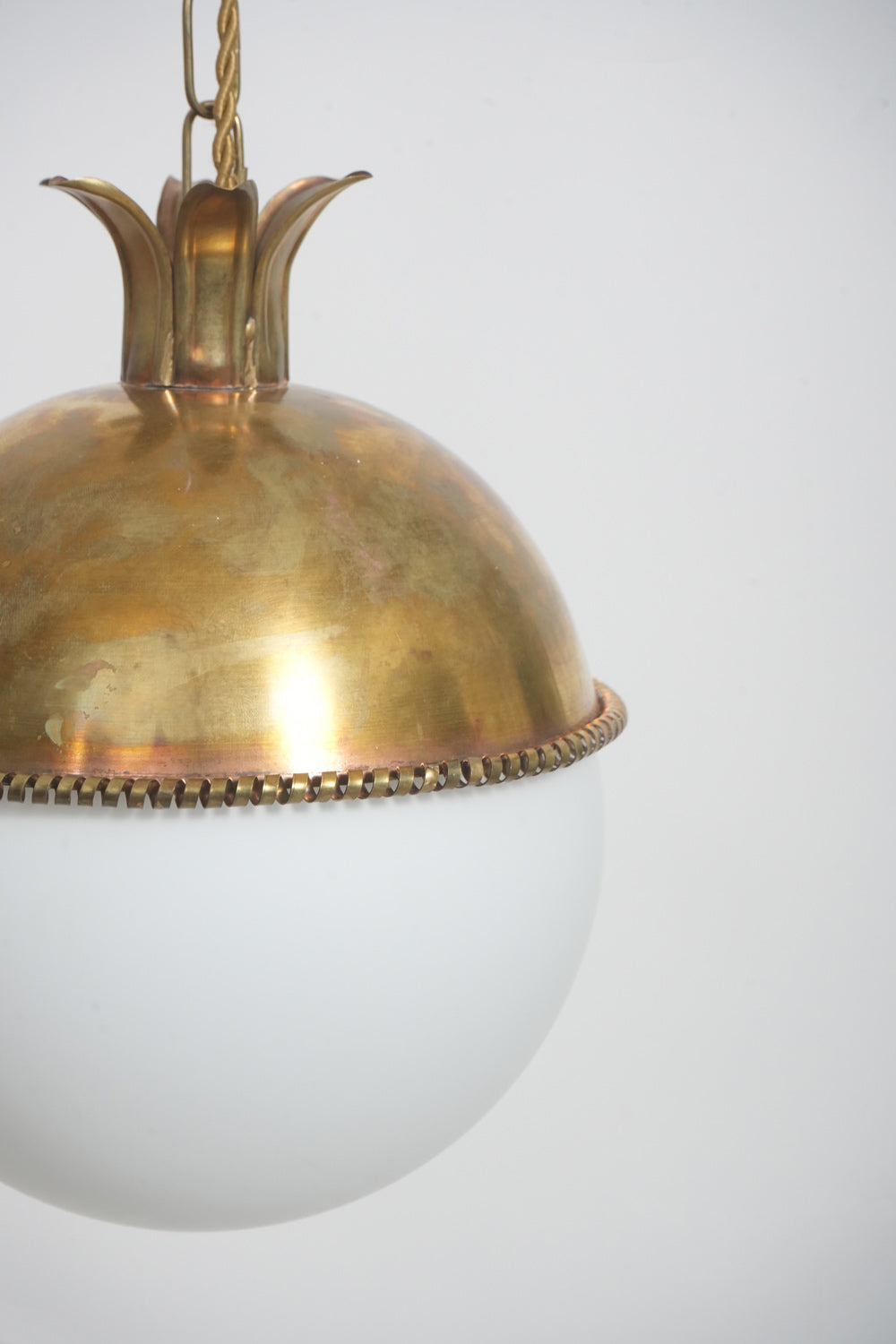 "Granada" 20cm brass and white opaline pendant lamp, Barracuda edition.