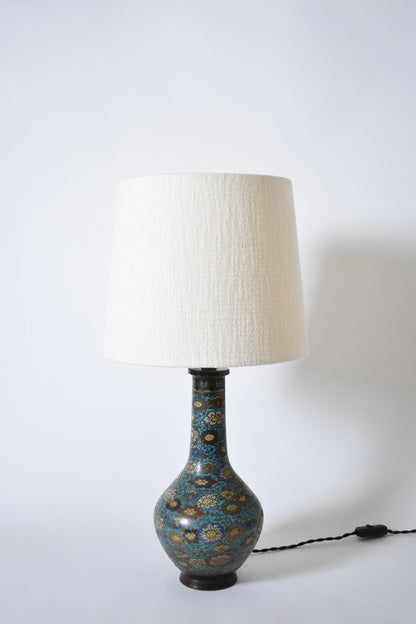 Pair of blue cloisonné bronze lamps, XIXth c.