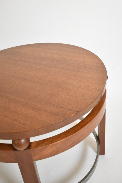 Modernist round wooden pedestal table, 1930s