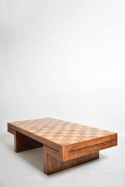 Chessboard wooden coffee table, 1960s.
