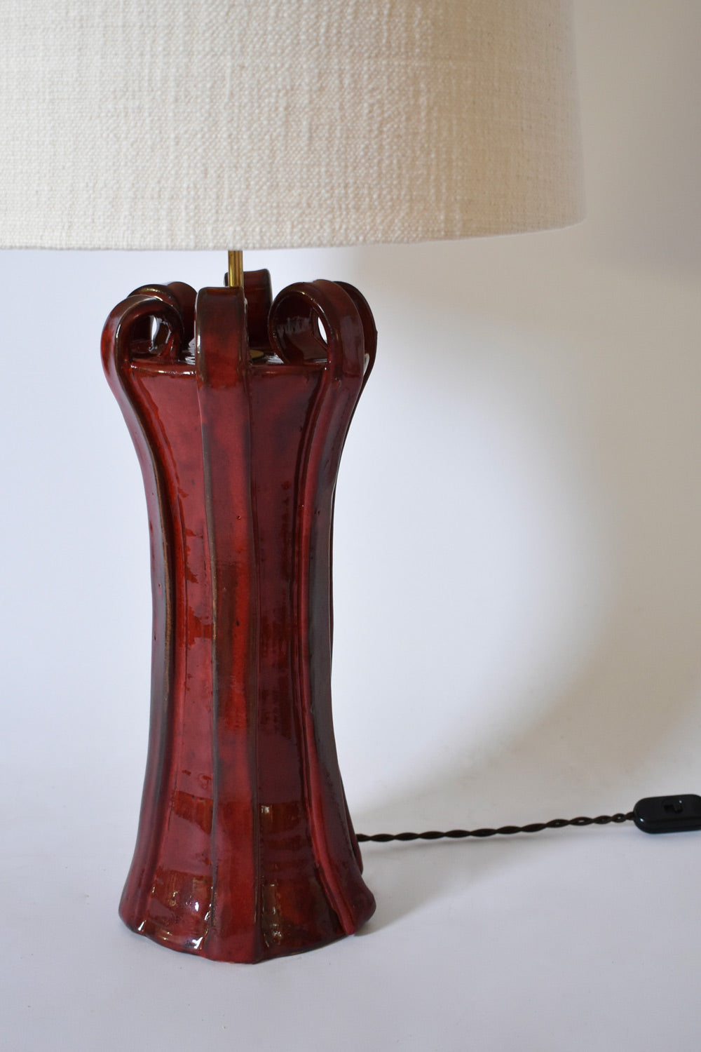 "Kasaï" Henry red ceramic lamp 40cm, Barracuda Edition.
