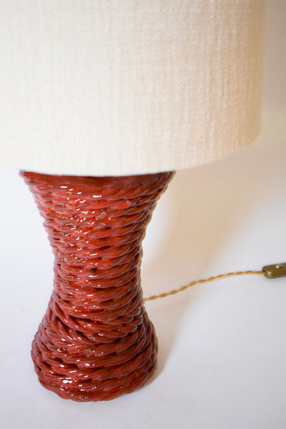 "Kasaï" Rope red ceramic lamp 32cm, Barracuda Edition.