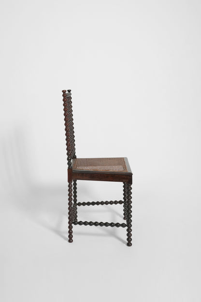 Turned wood and canning chair, XIXth c.