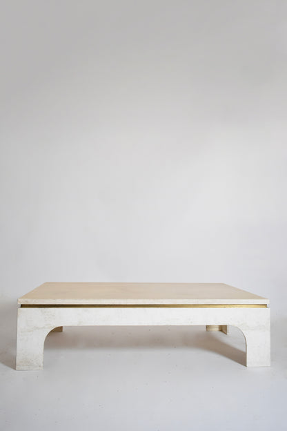 Rectangular travertine coffee table, 1970s.