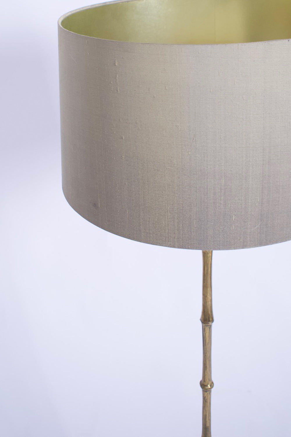 Jansen style tripod faux bamboo solid brass floor lamp, 1960s.