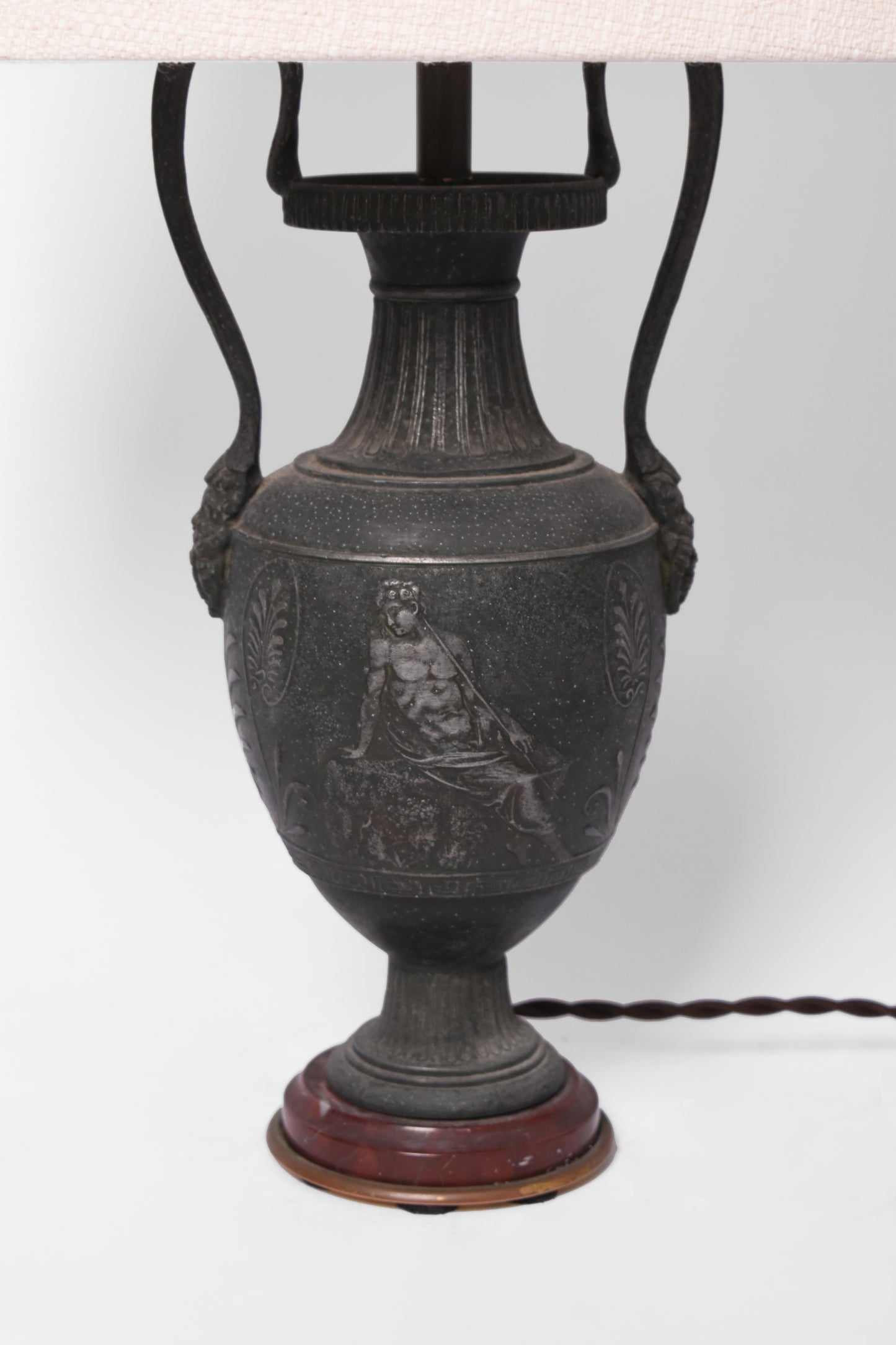 Neoclassical blackened iron lamp, 1920s.