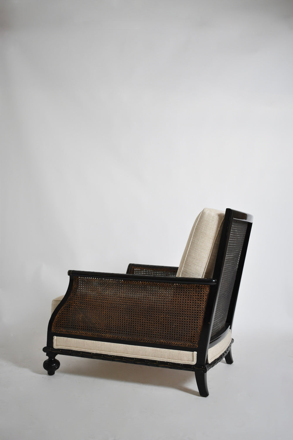 Canning and carved wood armchair, XIXth c.