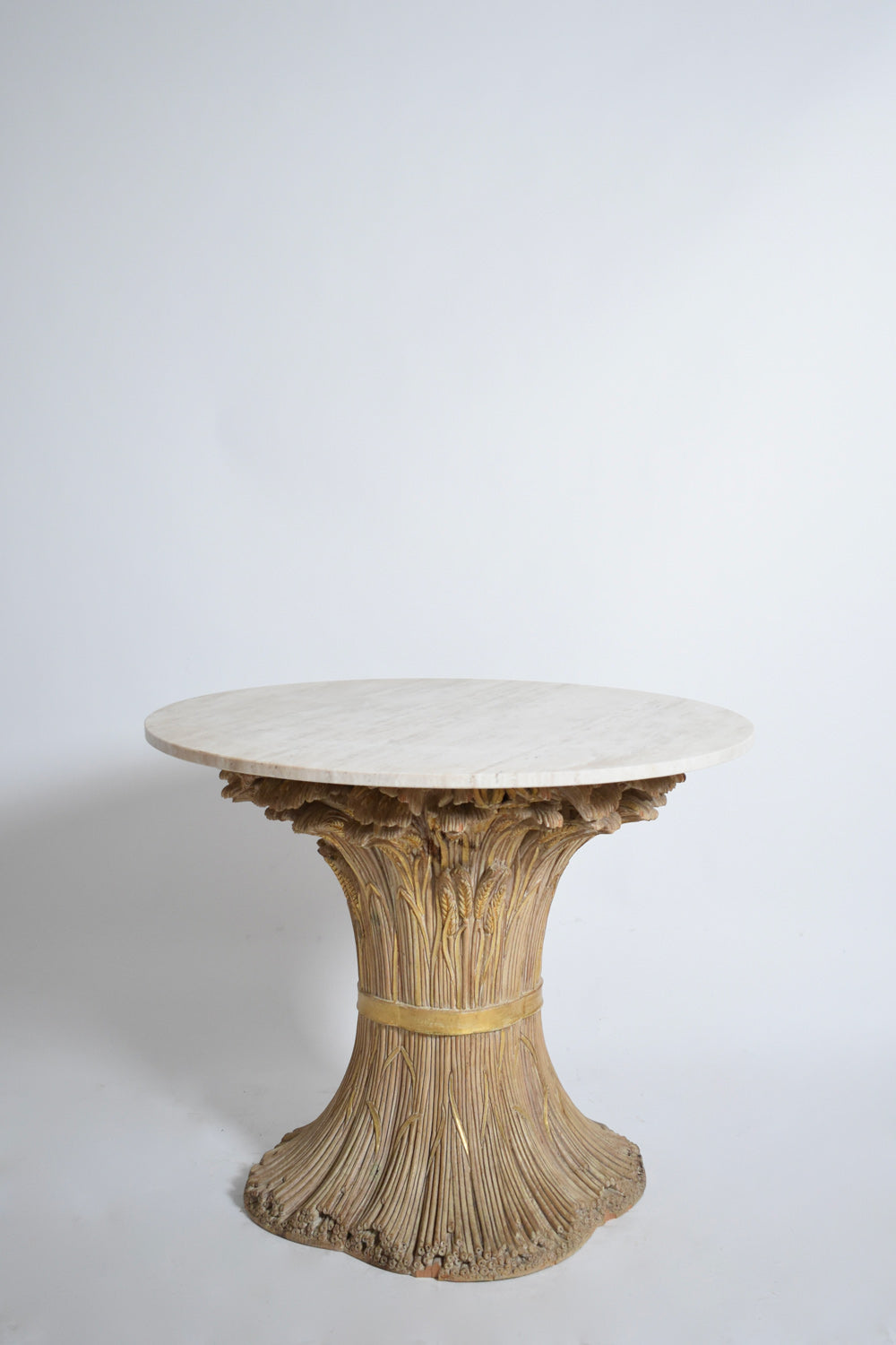 Carved wooden round table, 1970s.