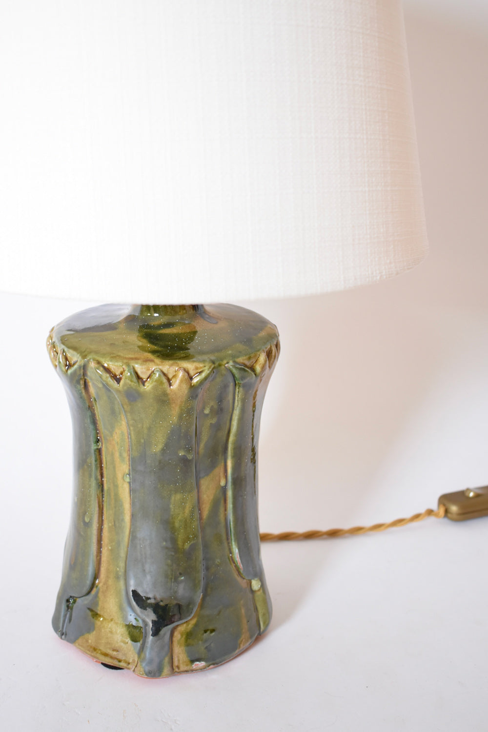 "Kasaï" Nilo beige blue green ceramic lamp 25cm, Barracuda Edition.