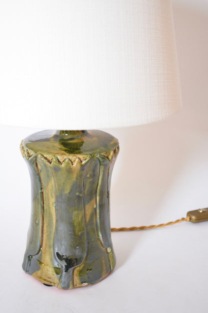 "Kasaï" Nilo beige blue green ceramic lamp 25cm, Barracuda Edition.