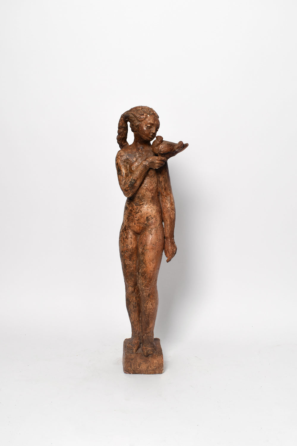 Patinated plaster woman sculpture, 1940s.