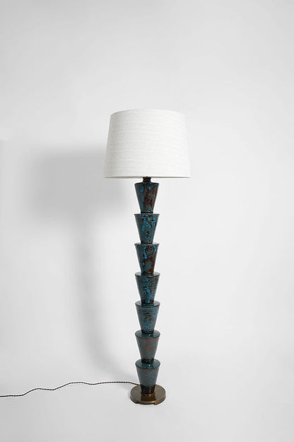 "Nizwa" blue and brown ce floor lamp, Barracuda Edition.