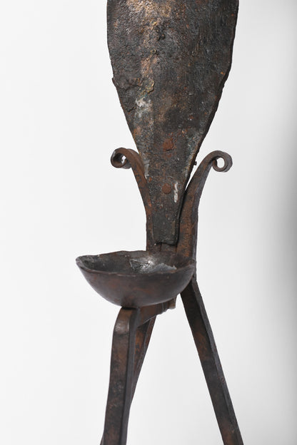 Brutalist iron candleholder, 1960s.