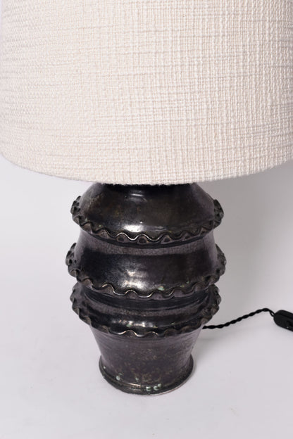 Black glazed ceramic lamp, Helder.