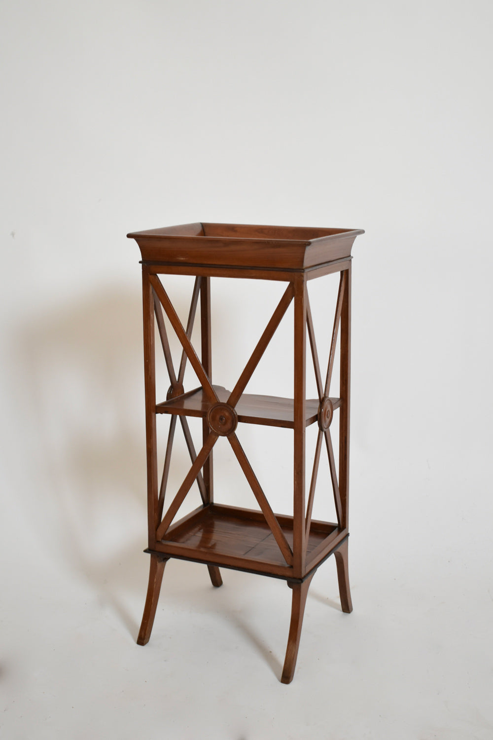 Pair of neoclassical mahogany bedside tables, 1960s.