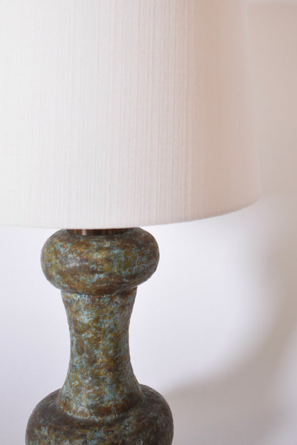 Green turquoise ceramic bilobed lamp, 1960s.