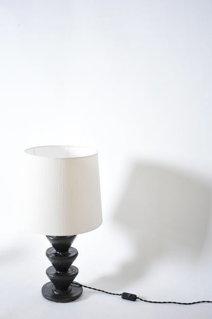 "Nizwa" large 33cm black ceramic table lamp, Barracuda Edition.