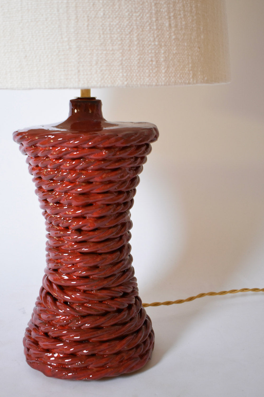 "Kasaï" Rope red ceramic lamp 32cm, Barracuda Edition.